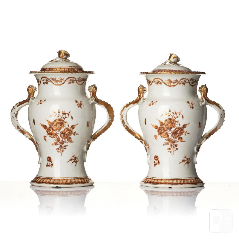 A pair of fine Chinese Export vases with covers, - 图3
